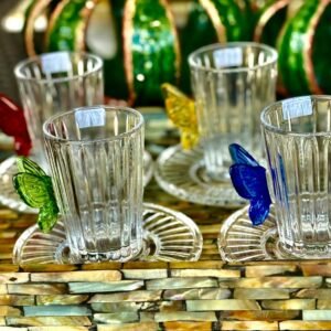 Conjunto de quatro xícaras borboleta